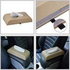 AuMoHall Beige Tissue Box Cover PU Leather Rectangular Tissue Holder for Home Car Office Decor (NO Paper Towel) - Image 5