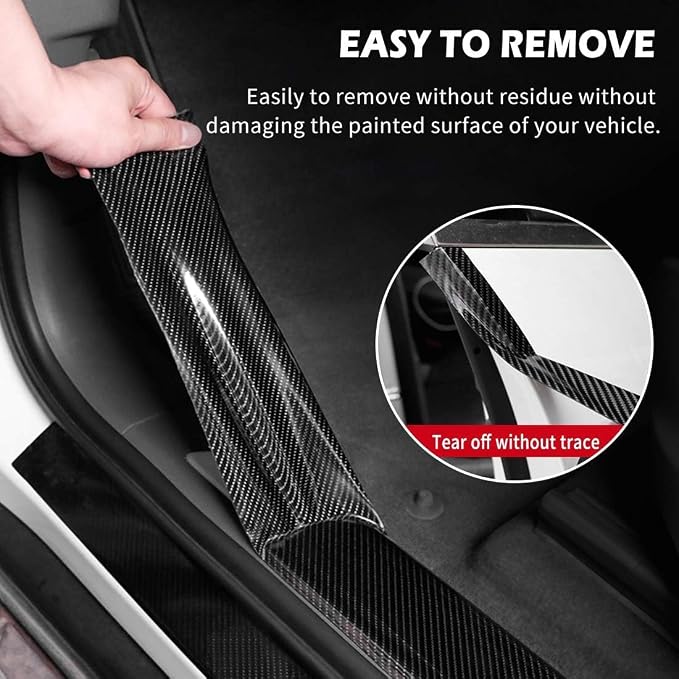 CloudBuyer Universal Car Door Edge Protector, Carbon Fiber 5D Gloss Black Vinyl Wrap Film with Anti-Collision Protection for Most Vehicles (33Ft x 2In, Black) - Image 4