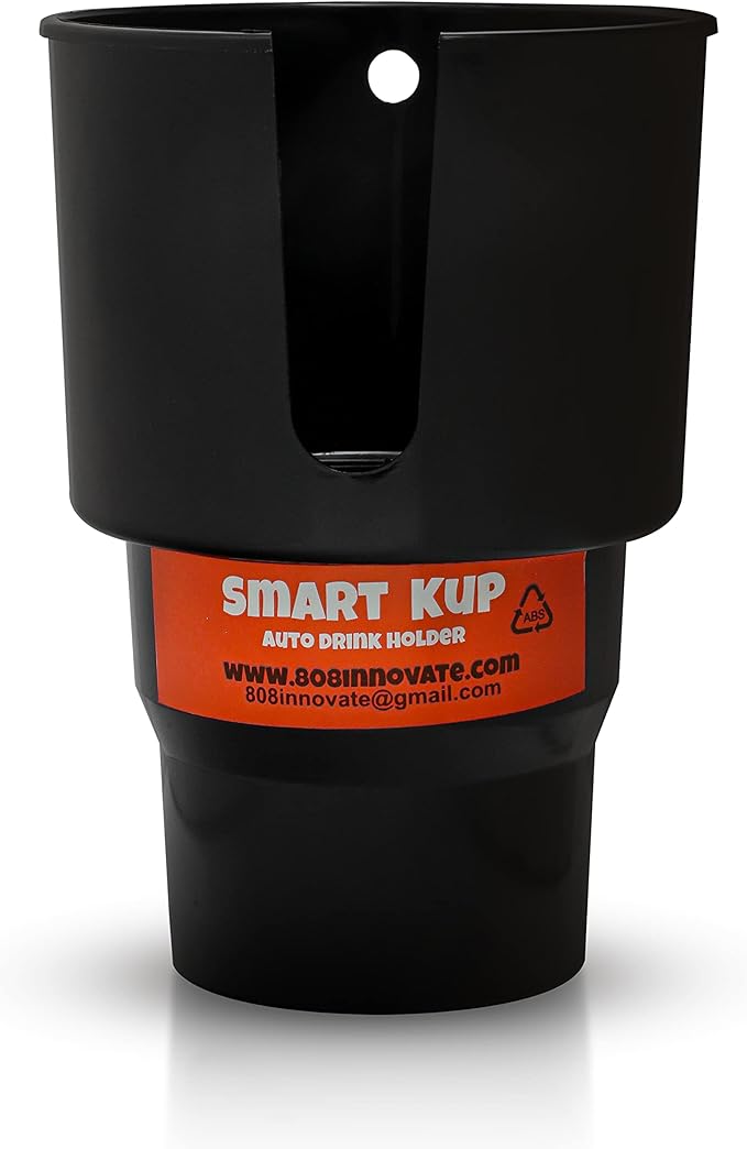 Car Cup Holder Expander - Fits Hydro Flasks 32/40 oz, Nalgene, Yeti & Large Bottles up to 3.8 inches Wide - for Car up to 3.2 Inches Wide - Black by SMART+KUP