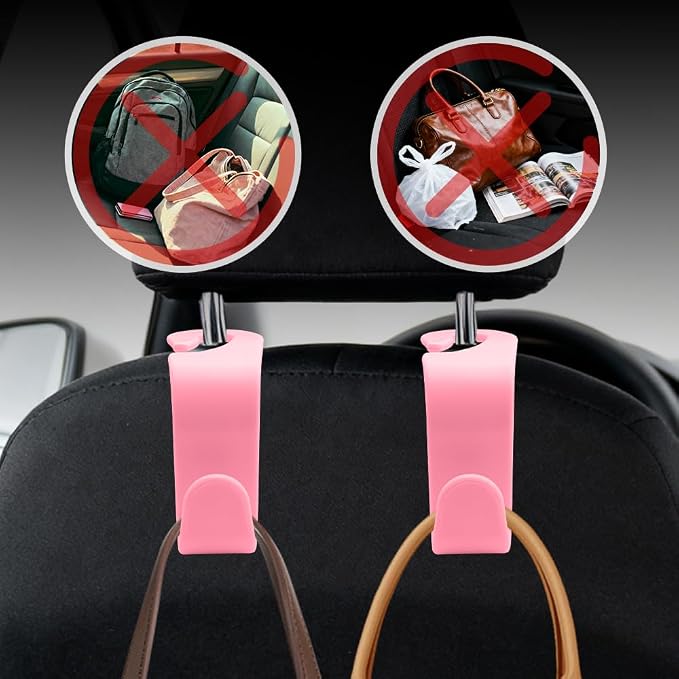 4PCS Car Seat Headrest Hooks, Purse Hook for Car | Car Headrest Hidden Hook, Car Interior Accessories Multi-Use Portable Headrest Organizer Holder for Purse Handbag Coats - Image 5
