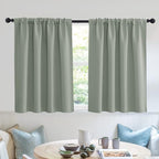 RYB HOME Short Grayish Green Blackout Curtains for Small Bedroom Window | Thermal Insulating, UV Blocking, Privacy Protection, Drapes/Tiers for Basement Garage Bathroom, W42 x L36, 2 Panels by RYBHOME