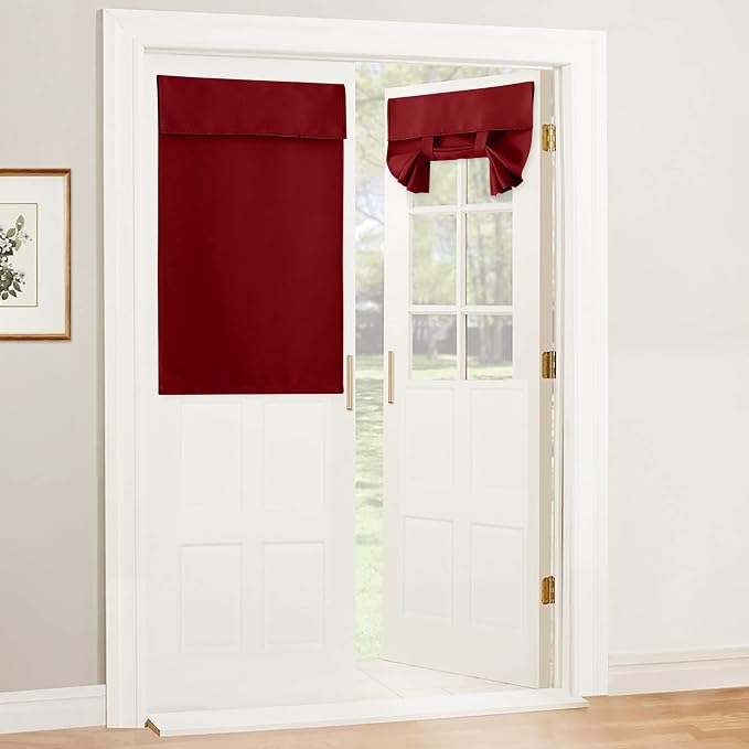RYB HOME Kitchen Window Curtains Stick on Small Curtains for Back Door | Blackout Door Window Curtains,Classroom French Door Front Door Bathroom Garage, Mini Blinds no Drill, W26 x L40, 1 Panel by RYBHOME