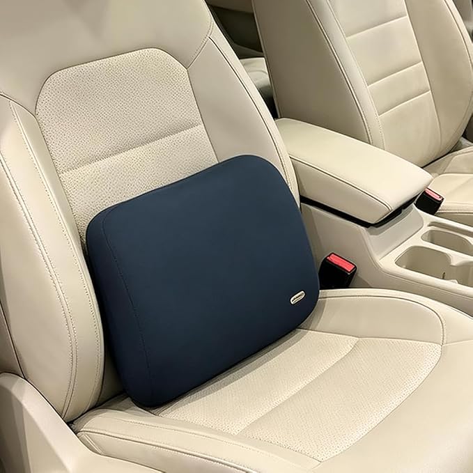 Lumbar Support Pillow Cooling for Summer Slim Soft Lower Car Seat Back | Latex Memory Foam Waist Support Cushion, for Auto Chair Sofa Recliner Nap Thin, Office Accessories Pressure Relief, Navy Blue - Image 3