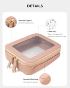 KOTORA Sunscreen Bag Clear Makeup Set,Portable Travel Toiletry Pouch Beach Vacation Essentials for Women, Vegan Leather Cosmetic Pouch Car Essentials Pink Car Accessories for Girls (Nude Pink) T - Image 4