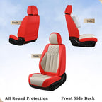 Coverado Leather Car Seat Covers Full Set, 5 Seats Seat Covers for Cars, Waterproof Car Seat Cushions, Front and Rear Seat Protectors Universal Fit Most Vehicles (Red&Beige) - Image 2