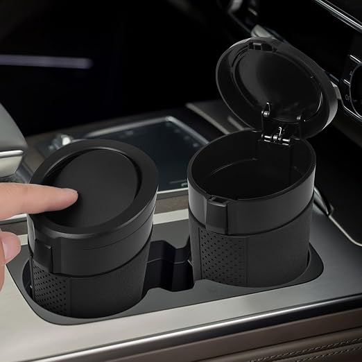 Car Trash Can Bin with Lid - Mini Car Garbage Can Cup Holder-Black Small Leakproof Vehicle Trash Garbage Can Bin-Automotive Car Organizers and Storage for Back Seat SUV Truck Accessories - Image 7
