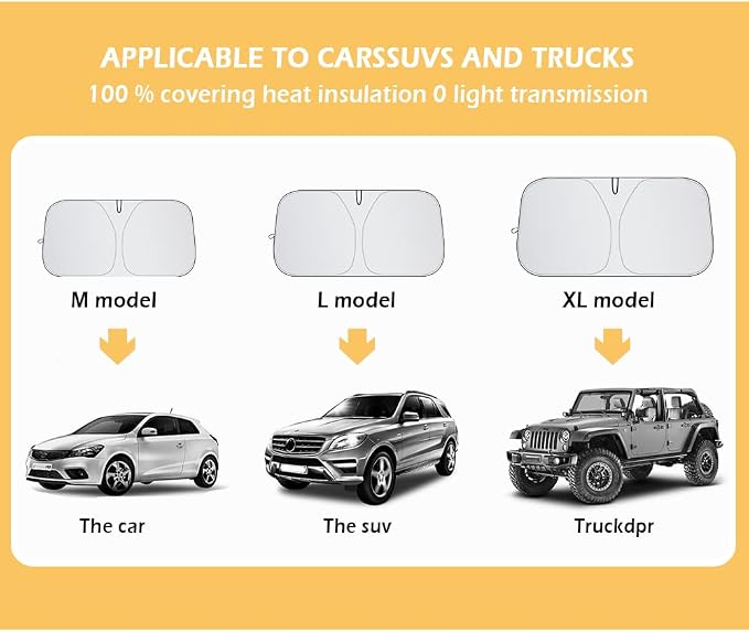 Car Shade Front Windshield-Portable Folding Car Windshield Sun Shade | UV&Heat Resistant Sun Blocker- Keeps Car Cool,Universal Windshield Cover Sun Shade Fit Car, Truck, SUV XL(62.99*33.46inch) - Image 6