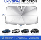 2026 Upgraded Car Umbrella Sun Shade Cover with StorageDock Organizer, Windshield Shade Umbrella, 360° Flexible Shaft, UV Protection Heat Shield, Foldable Front Window Sunshade, 57" x 33" - Image 3