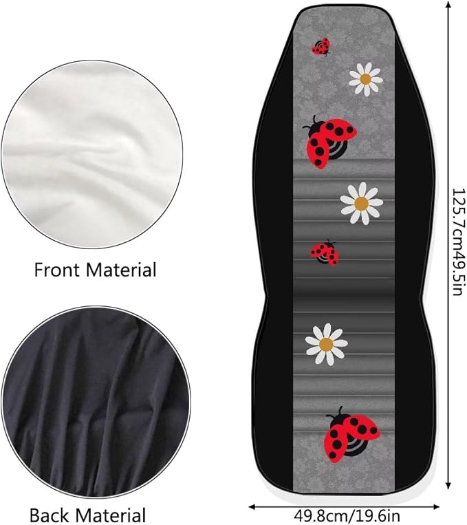 Ladybug Daisy Front Seat Covers for Cars Decorative Front Bucket Seat Cover Lightweight Automotive Seat Cushion Covers for SUV Vans Sedans Trucks - Image 4