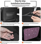 Luster Crystal Car Seat Back Protectors Automobile Kick Mats with Sparkling Rhinestones, Bling Bling Diamond Auto Seat Back Kick Protectors Interior Accessories Universal Fit Pink 2Pcs - Image 6