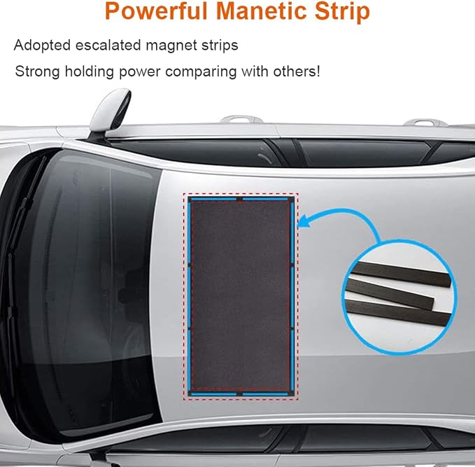 Magnetic Car Sunroof Sun Shade Breathable Mesh,Car roof Cover for Camping | UV Protection for Moonroof and Side Window, Quick Install, Sunroof Shade for SUV, Truck, Van, Car Camping Essentials - Image 3