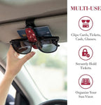 HZEL 2PCS Bling Sunglasses Holder for Car Visor, Crystal Rhinestone Sun Visor Eyeglasses and Ticket Card Mount Clip, Shiny Diamond Auto Glasses Hanger Holder, Universal for Vehicles (Royal Blue) - Image 3