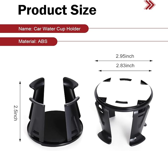 2PCS Car Cup Holder Insert, Auto Cup Holder Expander with Adaptive Clamping Arm, Self-Adhesive Adjustable Vehicle Cup Holders, Universal Expanding Drink Holders Adapter for Sedan, Truck, SUV - Image 2