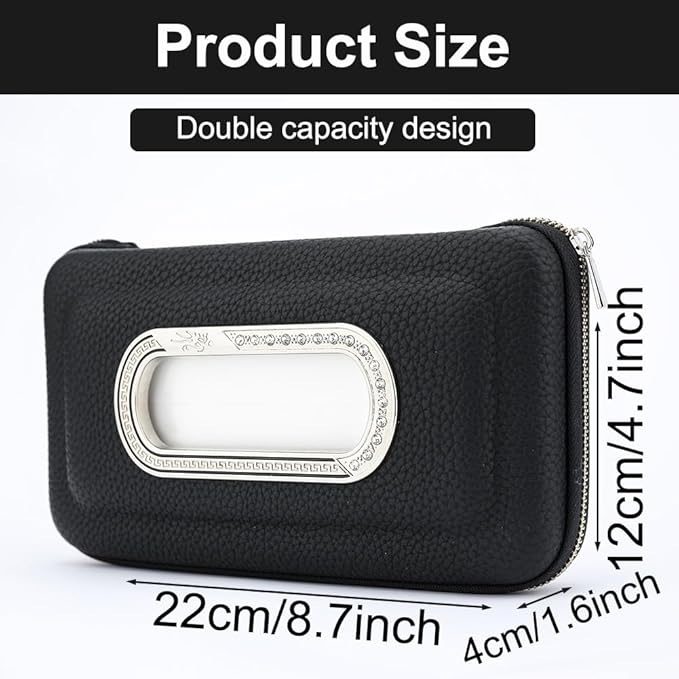 Car Tissue Holder, Visor Mask Holder, Sun Visor Napkin Holder, Mask Dispenser, Premium Leather Tissue Holder for Auto SUV Truck (Black) - Image 2