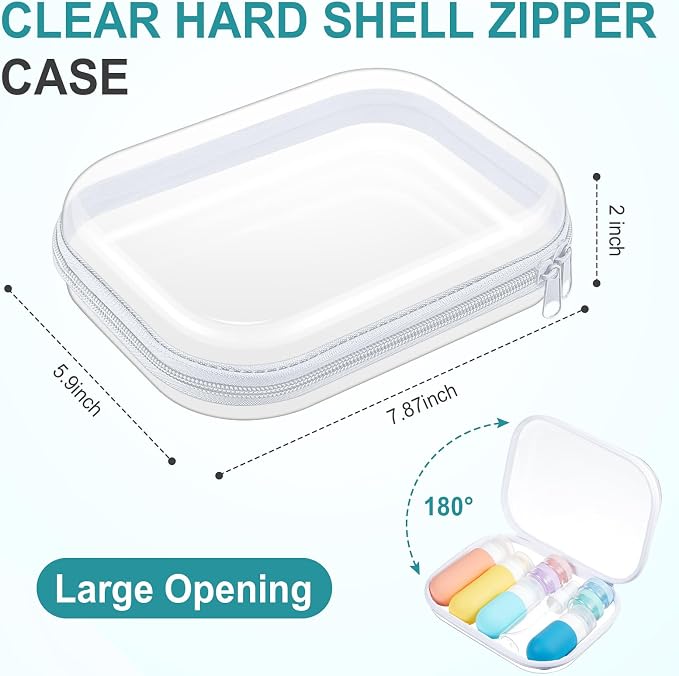 Ceenna 2 Pcs Clear Zipper Case Hard Shell Pouches,2 Medium | Multiple Sizes Plastic Makeup Bags Pencil Case Organizer Diaper Bag Pouches Clear Travel Toiletry Bag for Women - Image 2