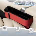 Car Seat Gap Filler Organizer with Cup Holder Expander, Leather Console Seam Filler Storage Box, Auto Front Seat Gap Organizer for Phones Keys Glasses, Universal Fit (Wine Red Driver) - Image 4