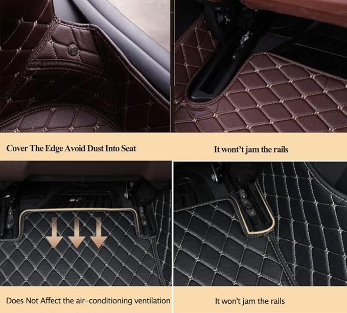 Car Floor Mats Compatible with 2022-Current Infiniti QX60 2+3+2 Seater/ 2022-Current Nissan Pathfinder Floor Liner All-Weather Black with Red Stitching - Image 4
