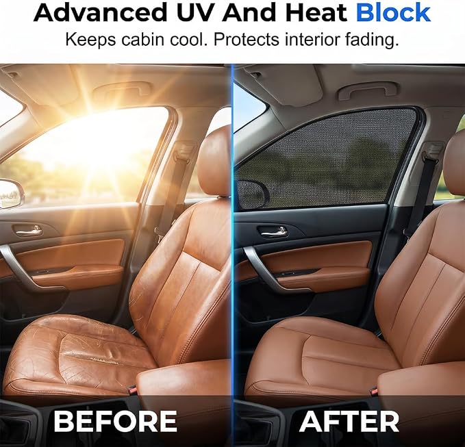 Car Side Window Sunshade, Static Cling Blackout Privacy, Universal Fit | Tool-Free Static Cling Install in Seconds, Thick Blackout Coating Blocks Light & Heat, Full Privacy for Camping & Travel, Fit - Image 4