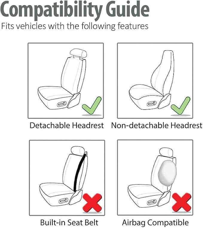 FH Group All Purpose Flat Cloth Car Seat Covers for Bucket Seats, 2 Piece Universal Fit, Washable Seat Covers for SUV, Sedan, Van - Front Set Black - Image 5