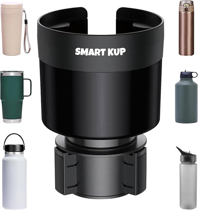Car Cup Holder Expander with Adjustable Base, Cupholder Extender Holder for Car Compatible with Hydro Flasks 32/40 oz, Fits Yeti 24/36/46 oz, Other Large Bottles in 3.4"-3.8" by SMART+KUP