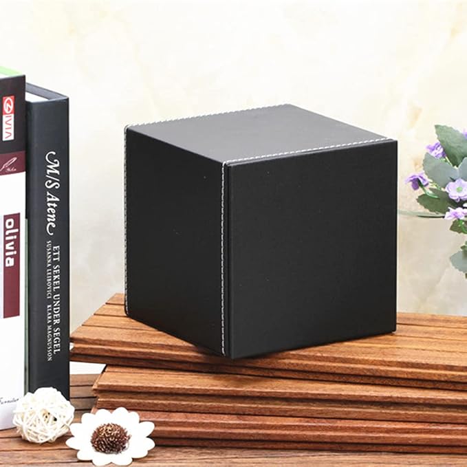 PU Leather Tissue Box Cover Square,Upgrade Large Size Napkin Holder Pumping Paper Case Dispenser,Facial Tissue Holder with Magnetic Bottom for Home Office Car Hotel Restaurant Black (Black-1) - Image 7