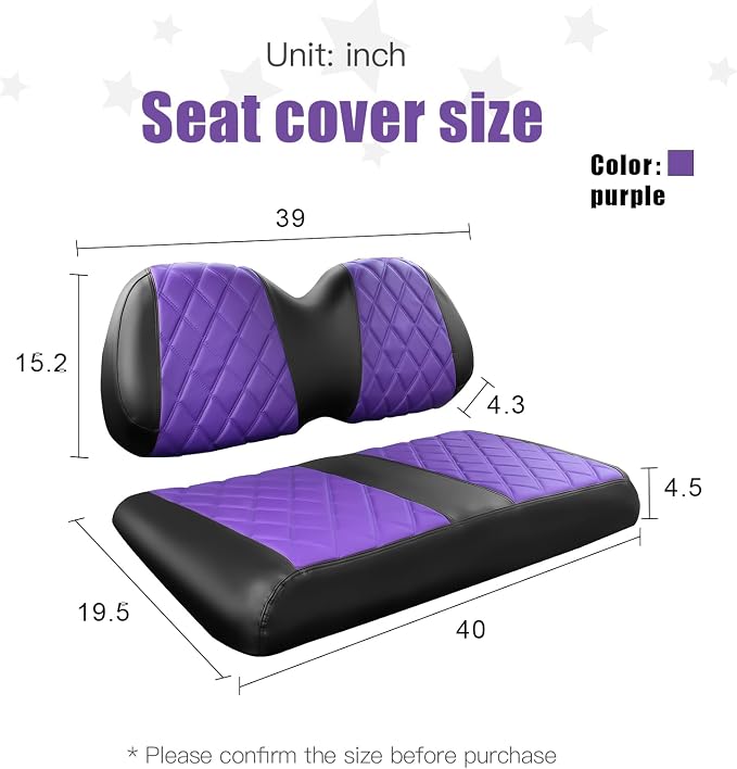 NOKINS Golf Cart Diamond Vinyl Seat Covers Fits Club Car Precedent 2004-UP | OEM Standard Front Seat Cushion,No Nails Required - Image 5