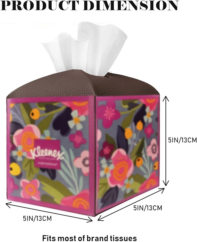 Tissue Box Cover Holder Square Tissue Cube Cover PU Leather Tissue Organizer with Bottom Belt for Bathroom, Tabletop, Car, Night Stands, Office, Home, Kitchen (1, CoffeeBrown) - Image 5