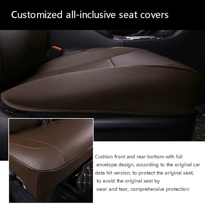 CocheFamilia Custom Fit RAV4 Car Seat Covers for Select Toyota RAV4 2019 2020 2021 2022 2023 2024 2025 LE,XLE,XLE Premium,Limited - Full Set,Leather(Coffee - Image 3