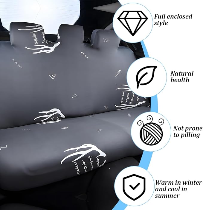 Car Back Seat Cover, Scratchproof Rear Bench Protector, Antler | Elastic fabric surface, smooth comfortable touch, washable design, fits most cars SUVs and trucks, automotive accessories - Image 3