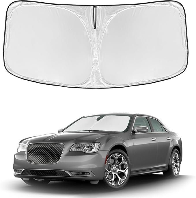 for Chrysler 300 300C 2011-2023 2024 2025 Windshield Sun Shade - 4 Layers | Car Sunshades for Front Windows Shade Cover Custom Fit 300 300C 250T Retractable Shade Blocks UV Rays Car Accessories by ZOIBVCARSUNSHADE