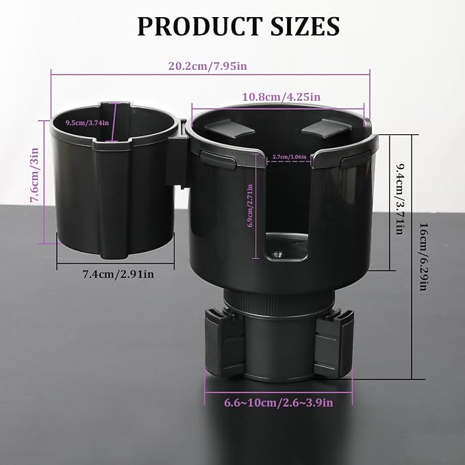 JINKEY 2 in 1 Cup Holder Expander, Extra Cup Holders Extender with Adjustable Car Cup Insert for Car Front Seat for Yeti，Hydroflask and Other Large Water Bottles & Mugs in 3.74"-4.25"(10-46 Oz) - Image 7