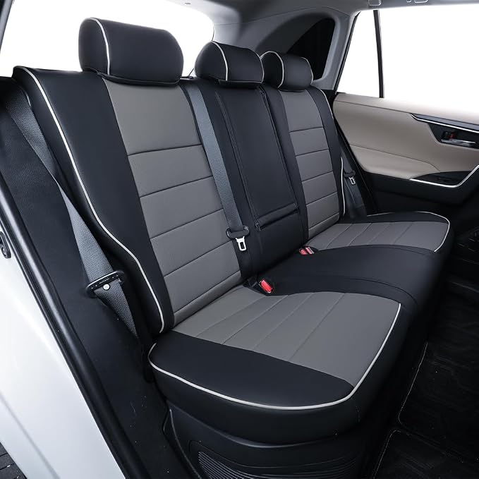 EKR Corolla Seat Cover Custom Fit for Toyota Corolla 2020 2021 2022 L/ LE,Leather Car Seat Cover Full Set-Faux Leather(Black/Gray) - Image 4