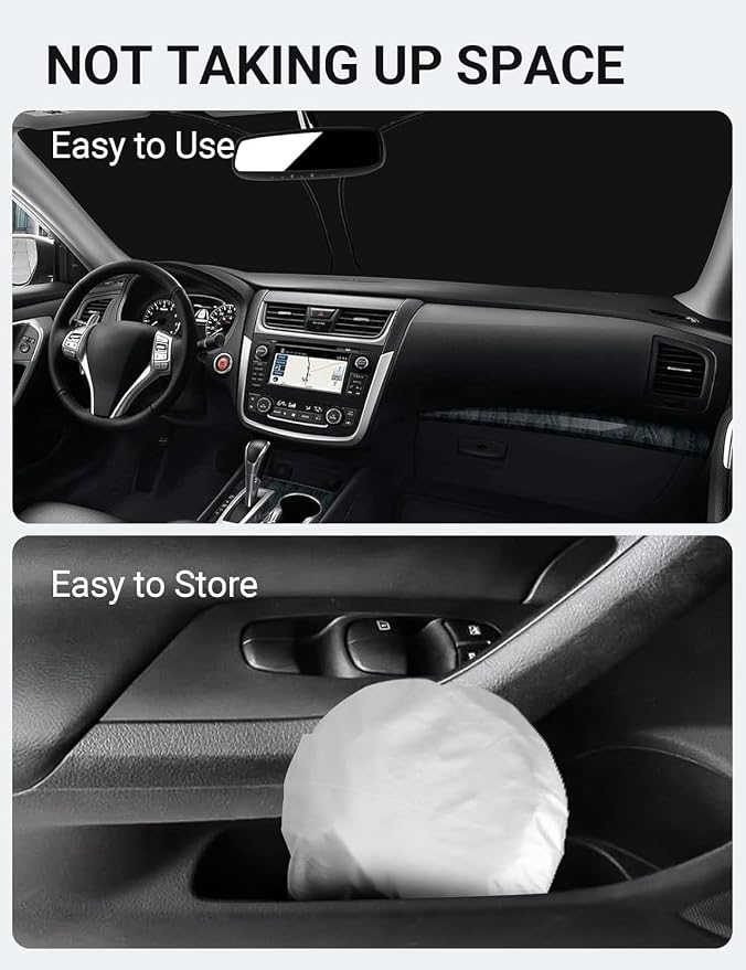 Proadsy Custom Fit Car Windshield Sun Shade for 2013-2018 Nissan Altima | 240T Heat Shield, Drops Temp 54°F, Blocks 99% UV, Prevents Dashboard Cracking, Summer Parking & Beach Trips, Easy Twist-Fold - Image 9