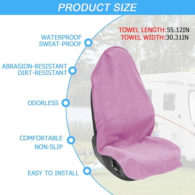 Osilly Car Seat Cover Towel Fabric, Anti-Slip Pink Front | Soft texture, granular backing, washable staff protection, easy cover adjustment, universal fit, car interior accessories - Image 2