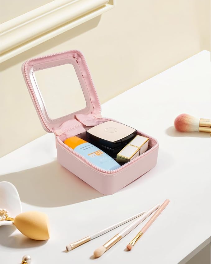 Small Clear Makeup Bag for Women, Mini Silicone Travel Cosmetic Case Waterproof Clear Make Up Pouch Purse with Zipper Cute Toiletry Bags for Traveling Car Organizer Mini Travel Essentials (Pink) - Image 4