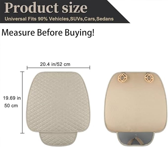 West Llama Linen Car Seat Covers,Bottom Seat Covers for Cars Include 2 Piece Front Driver Seat Pad Mat Universal Fits 90% Vehicles,SUVs,Cars,Sedans(2Piece-Beige) - Image 2