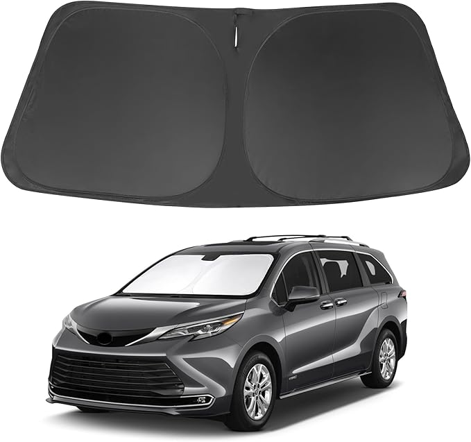 Windshield Sun Shade for 2021-2026 Toyota Sienna Accessories | Full covered, Foldable & Durable, Block UV Rays, Reduce Heat, Easy to install, Keep Car Cooler by LHFLIVE