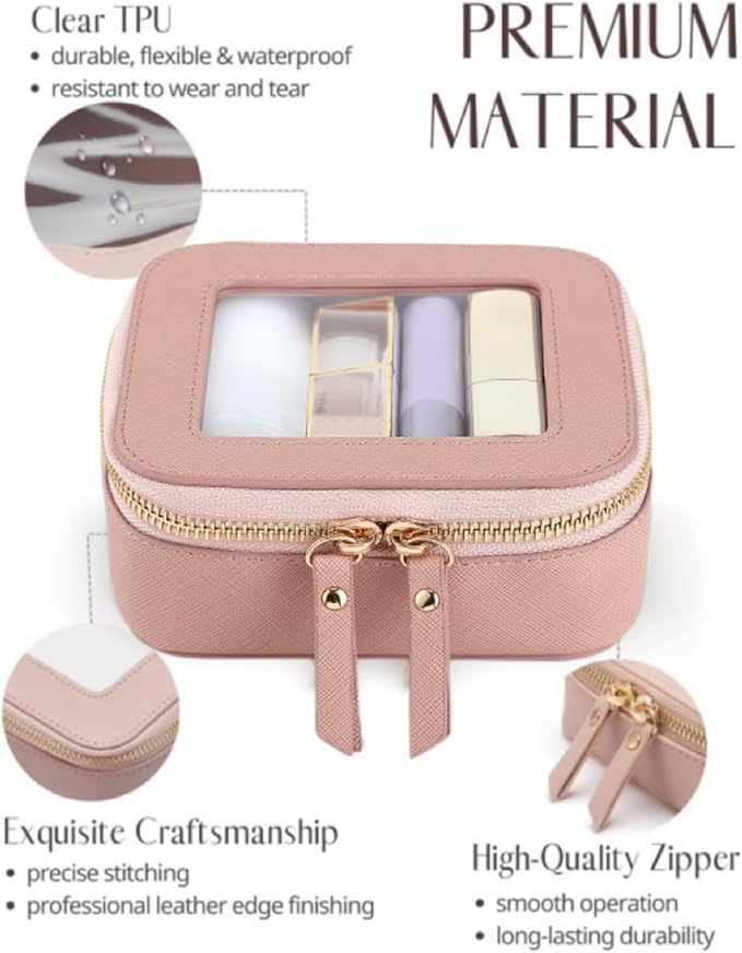 Small Clear Makeup Bag Travel Cosmetic Case, Portable Make Up Organizer Traveling Compact Car Bag for Essentials Transparent Toiletry Bag with Zipper - Image 3