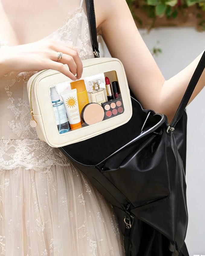 Clear Makeup Bags, 3 Pack Clear Cosmetic Bag Set Makeup Organizer with Zipper TSA Approved Travel Toiletry Bag for Carry-on & Checked Luggage Water Resistant Car Storage Organizer Women - Image 2