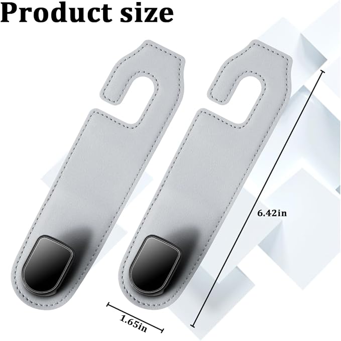 Car Seat Headrest Hook, 2PCS Vehicle Seat Back Hangers Organizer for Handbag Purse Coat, Automotive Interior Headrest Storage Hooks, Universal for SUV Automobile Truck (Gray) - Image 2