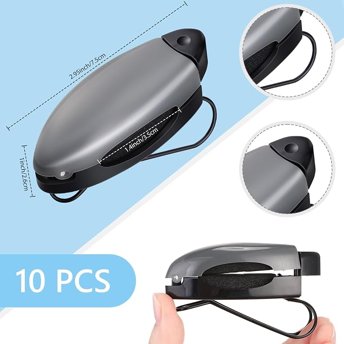 Frienda 10 Pieces Auto Car Vehicle Sun Visor Clip Holder for Sunglasses Glasses Holder Hanger Eyeglasses Mount Ticket Card Clip Car Accessories(Gray) - Image 2