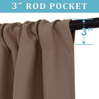 RYB HOME Short Blackout Curtains for Bedroom, Room Darkening, Rod Pocket | Thermal Insulated, Summer Heat Light UV Blocking, Triple-weave Fabric, Nursery Kitchen Bathroom, W42 x L48, Mocha, 2 Panels - Image 2
