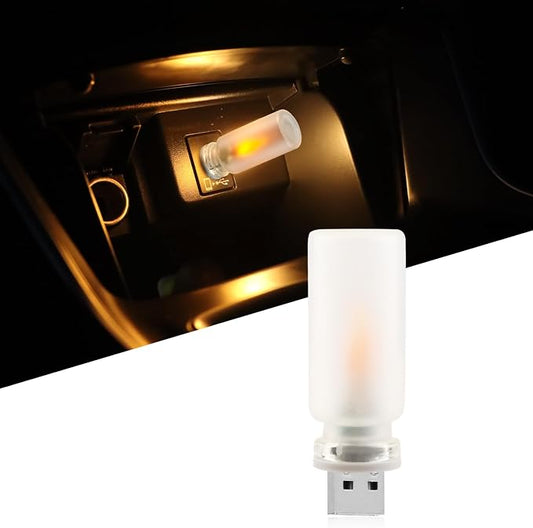 1 PC USB Light for Car, LED Flame Light, Plug in USB Vehicle Interior Ambient Light, Mini LED Frosted Glass Night Light for Car, Camping, Holiday Decoration, Party, Bedroom by GSOWO