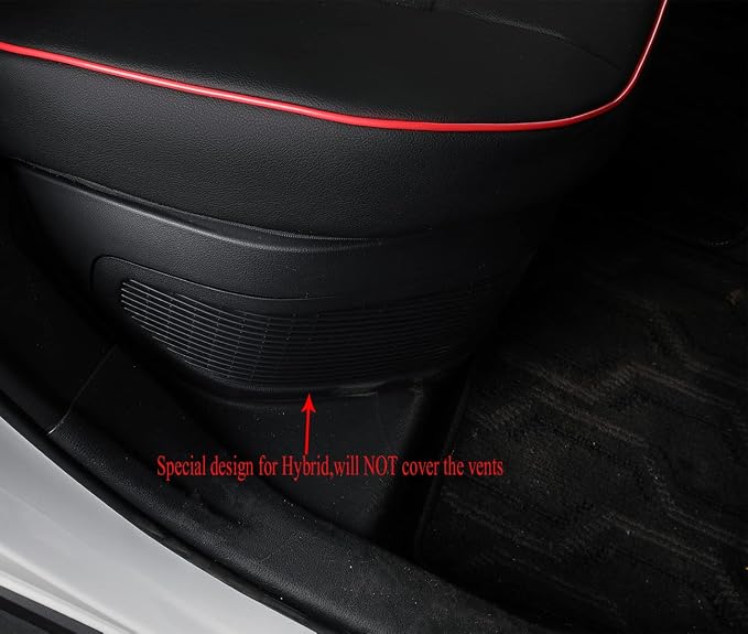 EKR Rav4 Seat Covers Custom Fit for Toyota Rav4(Gasoline) 2019 2020 2021 2022 2023 2024 2025 LE/XLE/XLE Premium/Limited,Leather Car Seat Cover Full Set for SUV,Faux Leather(Black with Red Piping) - Image 4