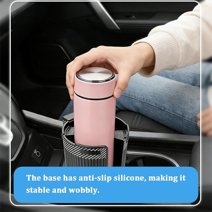 Car Cup Holder Extender, Expandable Vehicle Water Bottle Holder Adapter with Adjustable Base, Automotive Interior Drink Cup Expander, Universal for SUV Caravan Truck - Image 4
