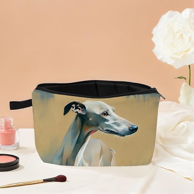 Greyhound Dog Print Women Makeup Bag Travel Cosmetic Organizer Bag Small Zipper Toiletry Bag A Gift for Animal Lovers - Image 4