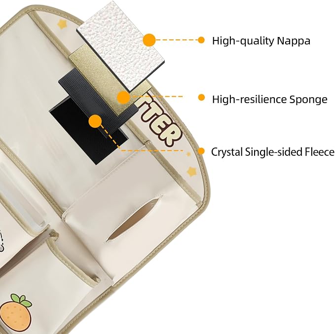 kids Leather Car Backseat Organizer with Foldable Table Tray, Car Storage Organizer with Tablet Holder, Car Seat Back Protectors Kick Mats, Travel Accessories (SEA OTTER) - Image 8