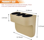 Car Cup Holder, PU Leather Auto Seat Gap Filler Organizer (Beige) | Multifunctional Vehicle Cup Drink Holder, Front Console Storage Box for Coin Cellphone Sunglasses, Universal Car Accessories - Image 2