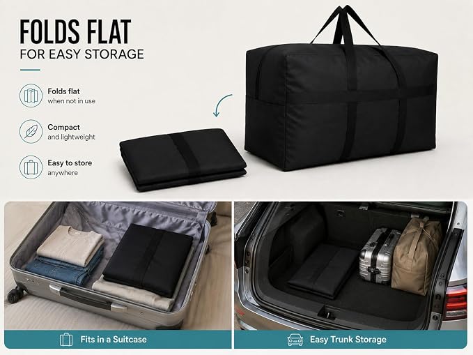 YiKitHom Extra Large Storage Duffle Bag with Zippers and Handles, Big Foldable Duffle Bag for Travel Blue 80L - Image 6