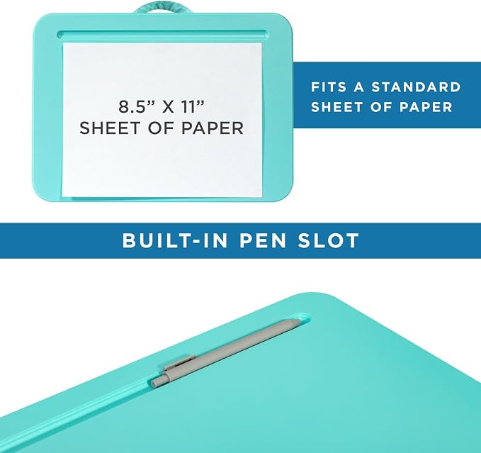 LAPGEAR Compact Lap Desk – Aqua Sky, Fits 14" Laptops | Microbead Cushion, Built-In Pencil Slot, Carry Handle, Fits Standard Letter-Size Paper (8.5" × 11") - Image 4